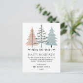 Minimalist Boho Merry and Bright Christmas Trees Feestdagenkaart (Staand voorkant)