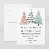 Minimalist Boho Merry and Bright Christmas Trees Feestdagenkaart (Voorkant / Achterkant)