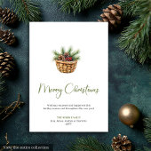Minimalist Boho Neutral Pine Wreath Holiday Card Feestdagenkaart
