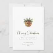 Minimalist Boho Neutral Pine Wreath Holiday Card Feestdagenkaart (Voorkant)