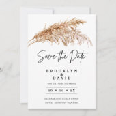 Minimalist Boho Pampas Grass Save the Date Kaart (Voorkant)