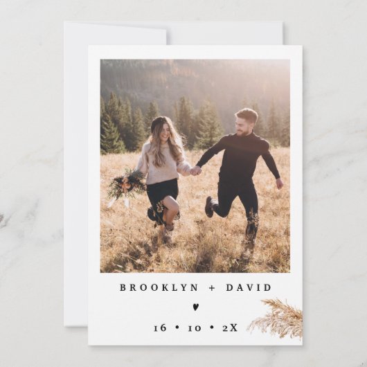 Minimalist Boho Pampas Grass Save the Date Kaart (Achterkant)
