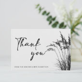 Minimalist Boho Pampas Grass zwart & wit dank Kaart (Staand voorkant)