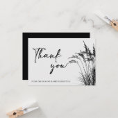 Minimalist Boho Pampas Grass zwart & wit dank Kaart (Voorkant / Achterkant in situ)