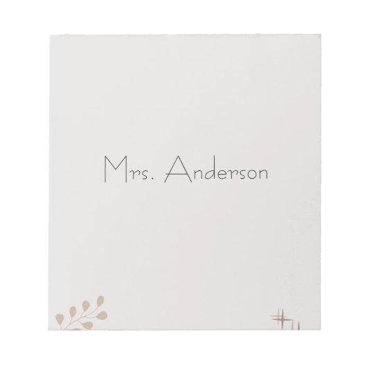 Minimalist Boho Personalized Teacher Notepad Notitieblok (Voorkant)