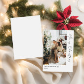 Minimalist Boho Photo Christmas Holiday Card Feestdagenkaart