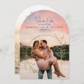 Minimalist Boho Photo Save the Date Kaart (Voorkant / Achterkant)