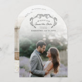 Minimalist Boho Photo Save the Date Kaart (Voorkant / Achterkant)