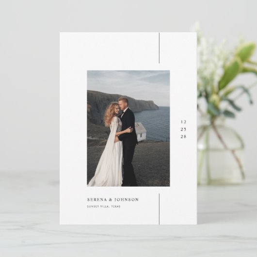 Minimalist Boho Photo Wedding Kaart (Staand voorkant)