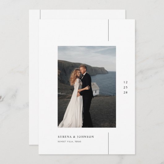 Minimalist Boho Photo Wedding Kaart (Voorkant / Achterkant)