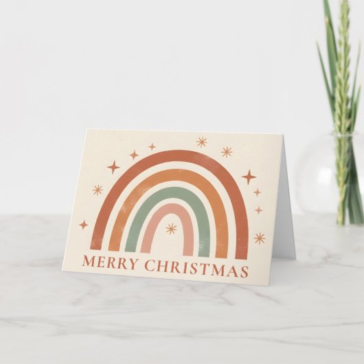 Minimalist Boho Rainbow Christmas Feestdagen Kaart (Voorkant)
