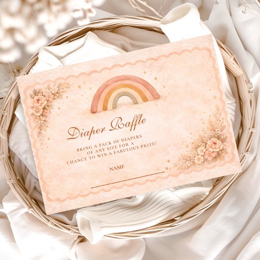 Minimalist Boho Rainbow Diapper Raffle Informatiekaartje
