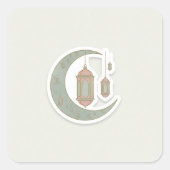 Minimalist Boho Ramadan Moon & Lantern Sticker (Voorkant)