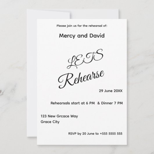 Minimalist Boho Rehearsal Invitation card (Voorkant)