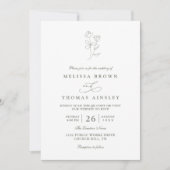 Minimalist Boho Sage Floral Modern QR Code Wedding Kaart (Voorkant)