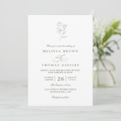 Minimalist Boho Sage Floral Modern QR Code Wedding Kaart (Staand voorkant)