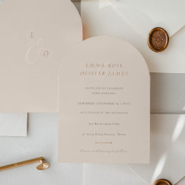 Minimalist Boho Sand Copper Script Wedding Kaart