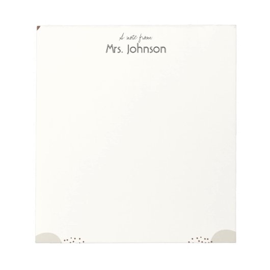 Minimalist Boho Teacher Notepad Notitieblok (Voorkant)