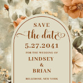 Minimalist Boho Terracotta Ivory Olive Save Date Magneet