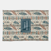 Minimalist Boho Towel Custom Name Pastel Design Theedoek (Horizontaal)