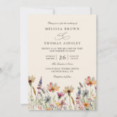 Minimalist Boho Wildflower Floral QR Code Wedding Kaart (Voorkant)