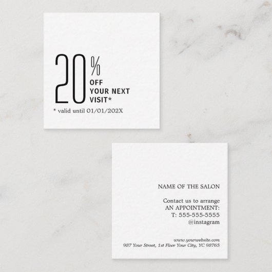 Minimalist Bold Black White Coupon (Voorkant / Achterkant)