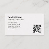 Minimalist Bold Editorial Style QR Code White Visitekaartje (Achterkant)