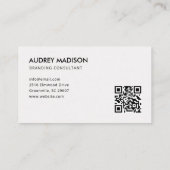 Minimalist Bold Modern QR Code White Business Card Visitekaartje (Achterkant)