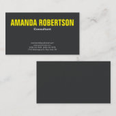 Minimalist Bold Professional Plain Yellow Grey Visitekaartje (Voorkant / Achterkant)