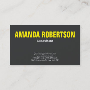 Minimalist Bold Professional Plain Yellow Grey Visitekaartje