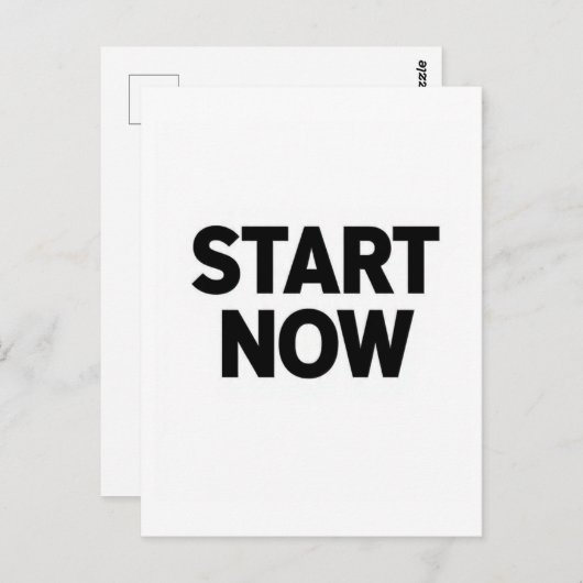 Minimalist bold start now text briefkaart (Voorkant / Achterkant)