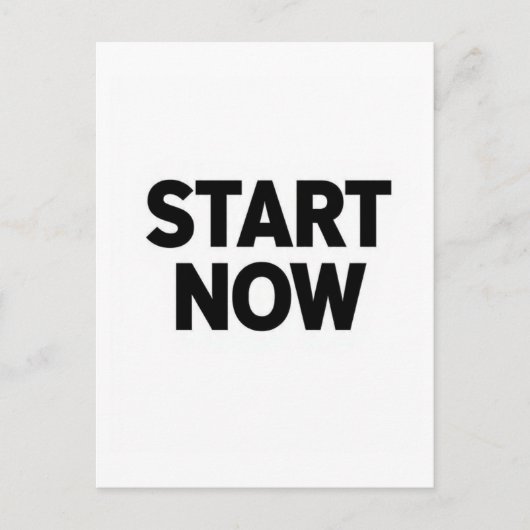 Minimalist bold start now text briefkaart (Voorkant)
