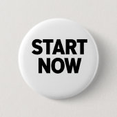 Minimalist bold start now text ronde button 5,7 cm (Voorkant)