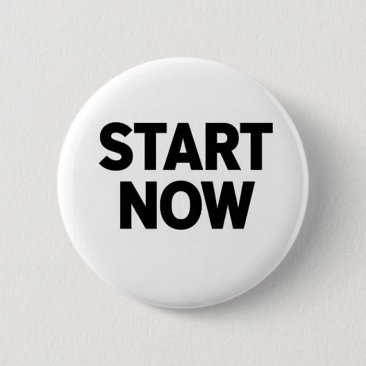 Minimalist bold start now text ronde button 5,7 cm (Voorkant)