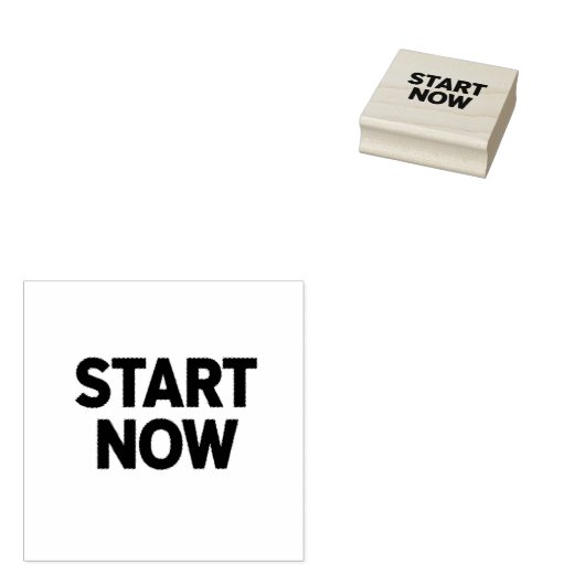 Minimalist bold start now text rubberstempel (Gestempeld)