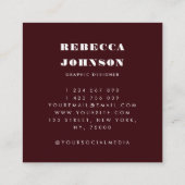 Minimalist Bold Typography Burgundy Modern Hi Vierkante Visitekaartje (Achterkant)