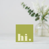 Minimalist Bold Typography Lime Green Modern Hi Vierkante Visitekaartje (Staand voorkant)