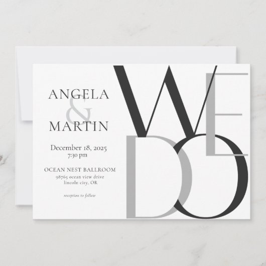 Minimalist Bold Zwart Wit Grijs Kaart (Voorkant)