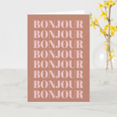 Minimalist Bonjour French Typography Terracotta Kaart (Gele Bloem)