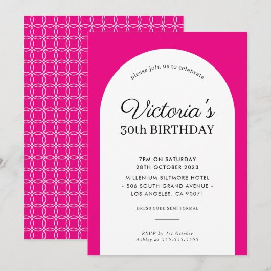 MINIMALIST boogverjaardagscrisis moderne fuschia r Kaart (Voorkant / Achterkant)