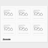 Minimalist Born in 1956 70th Birthday Party Thanks Vierkante Sticker (Vel)