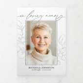 Minimalist Botanical 3-Photo Funeral/Memorial Drieluik Programma (Cover)