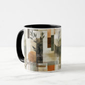 Minimalist Botanical - Aangepaste aardse Abstract Mok (Voorkant links)