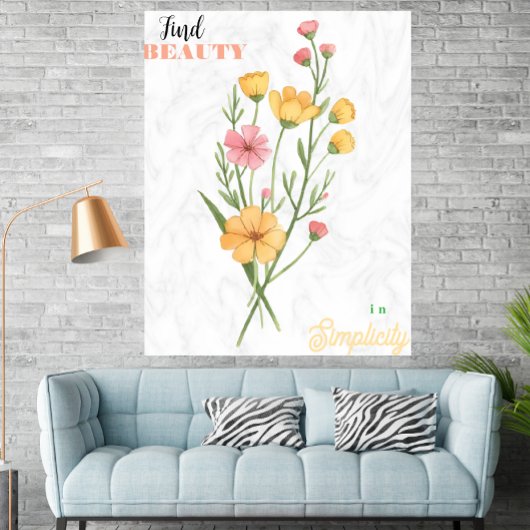 Minimalist Botanical Art Print with Custom Text