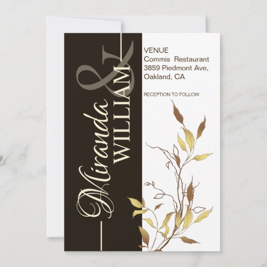 Minimalist Botanical Brown Wedding Invitation Kaart (Achterkant)