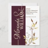 Minimalist Botanical Burgundy Wedding Invitation Kaart (Achterkant)