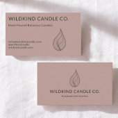 Minimalist Botanical Candle Hand Drawn Flame Visitekaartje