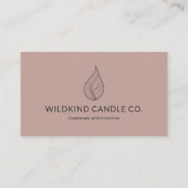 Minimalist Botanical Candle Hand Drawn Flame Visitekaartje (Achterkant)