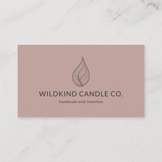 Minimalist Botanical Candle Hand Drawn Flame Visitekaartje (Achterkant)