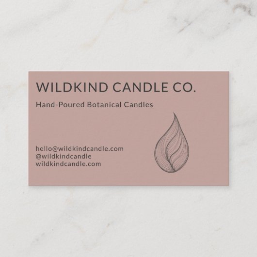 Minimalist Botanical Candle Hand Drawn Flame Visitekaartje (Voorkant)